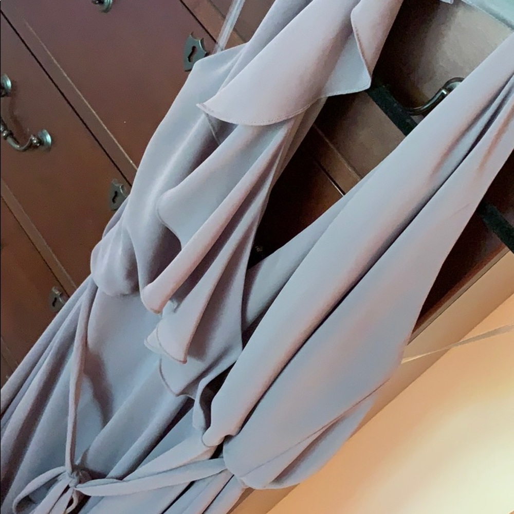 NOUVELLE AMSALE CHIFFON HALTER BRIDESMAID DRESS